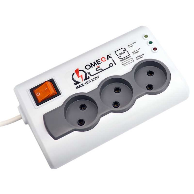 محافظ برق صوتی تصویری 3 خانه امگا P3000 با کابل 3 متری