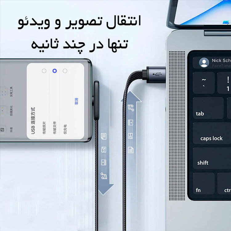 کابل تایپ سی یکسر L مک دودو مدل CA-3340 6A 100W طول 1.2 متر