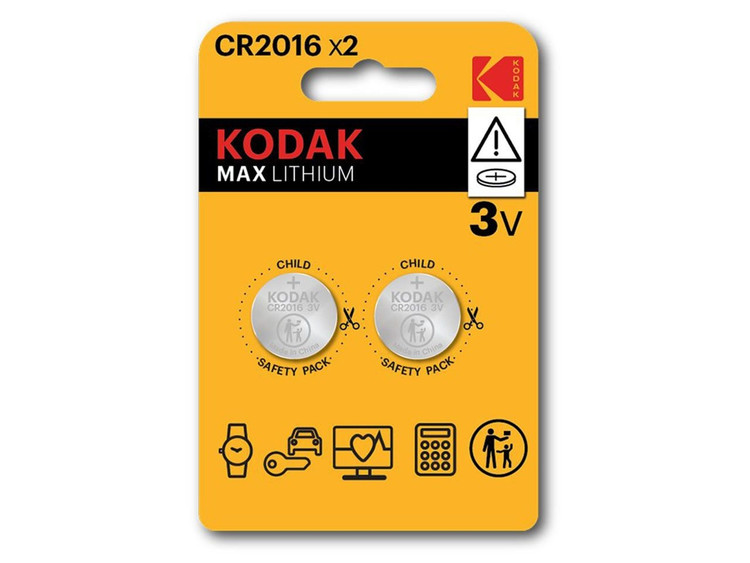 باتری سکهای کداک مدل Max Lithium CR2016 پک 2 عددی