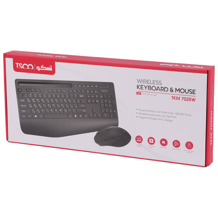 کیبورد و موس بی سیم تسکو مدل TKM 7025W